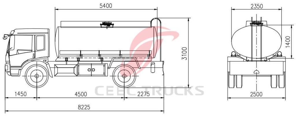 10 CBM Oil tanker truck drawing