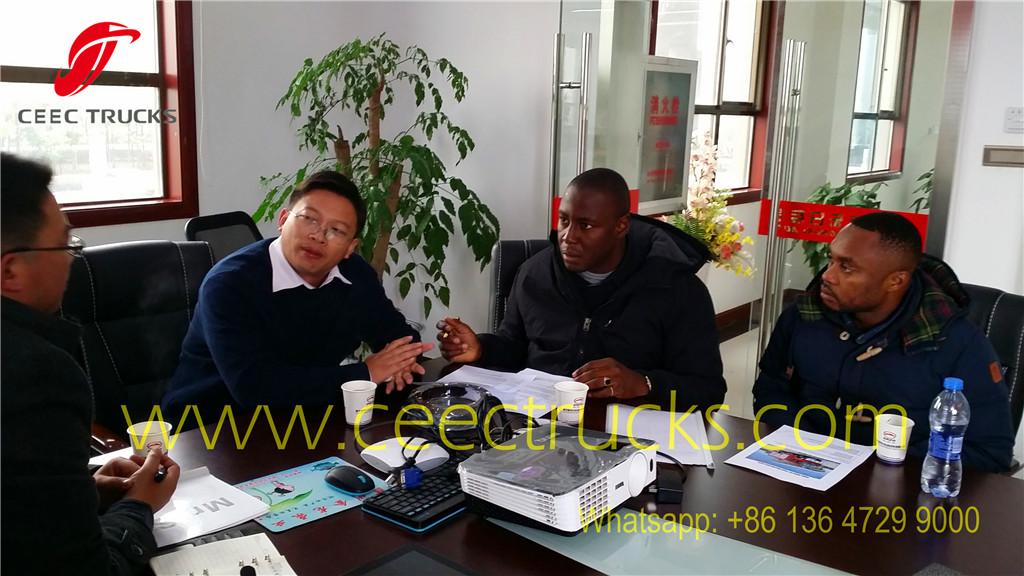 Algeria customer visiting our factory about purchasing firefighting truck