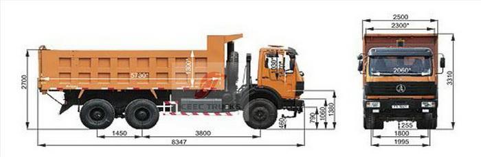 Beiben 10 wheeler dump truck drawing