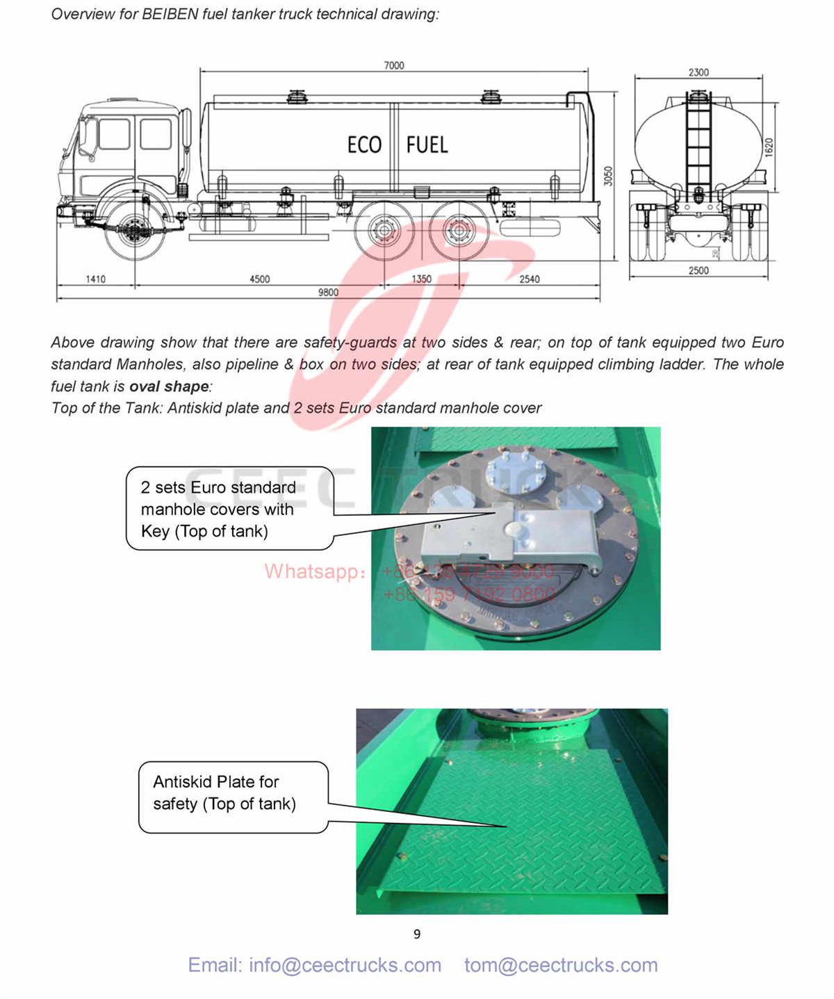 best quality BEIBEN 2530 fuel bowser manufacturer