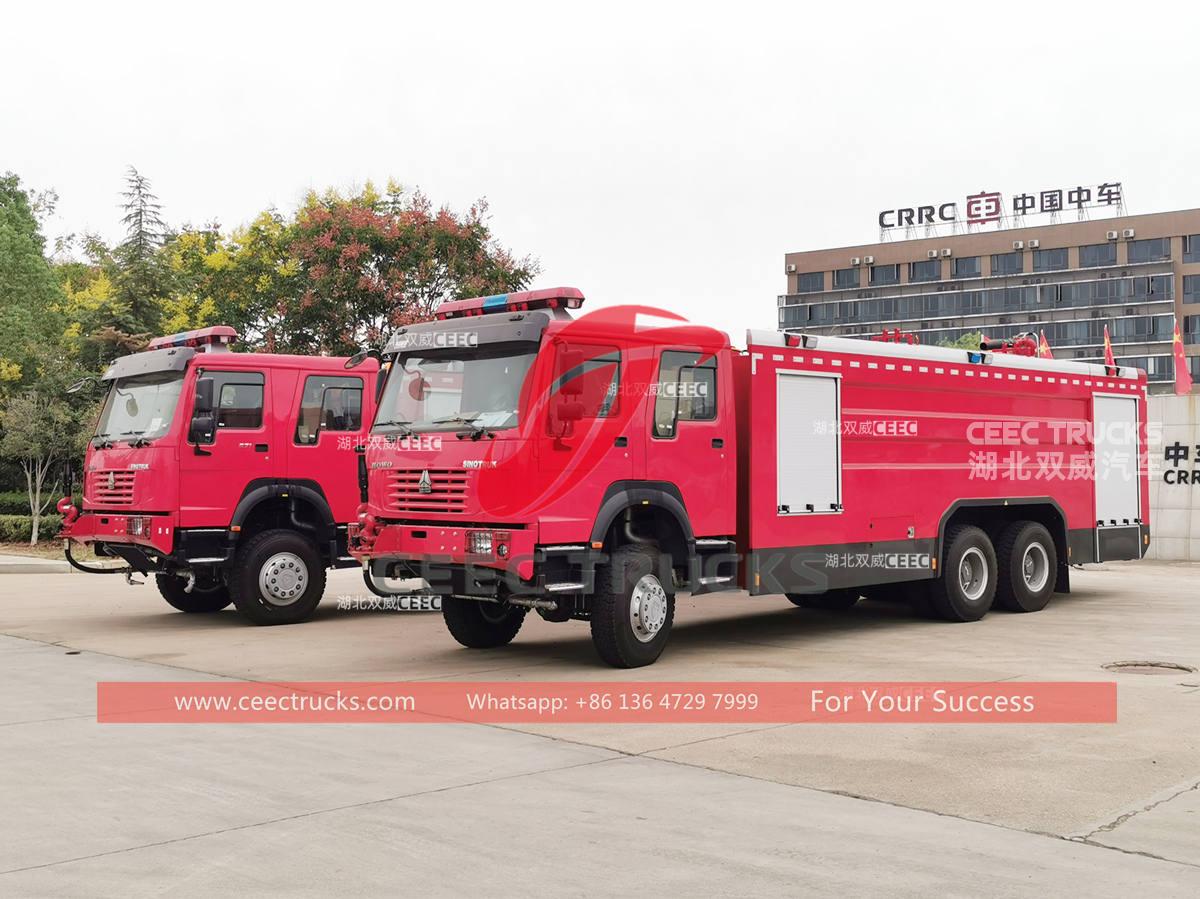 2 untis HOWO 6&Atilde;6 all wheel drive fire pumper truck for sale