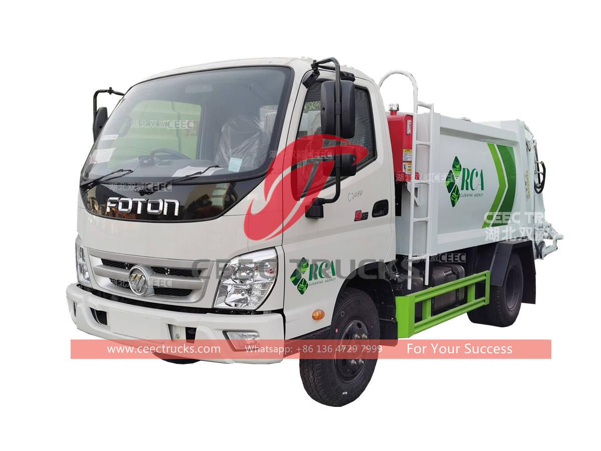 FOTON RHD 3CBM rear load garbage truck for sale