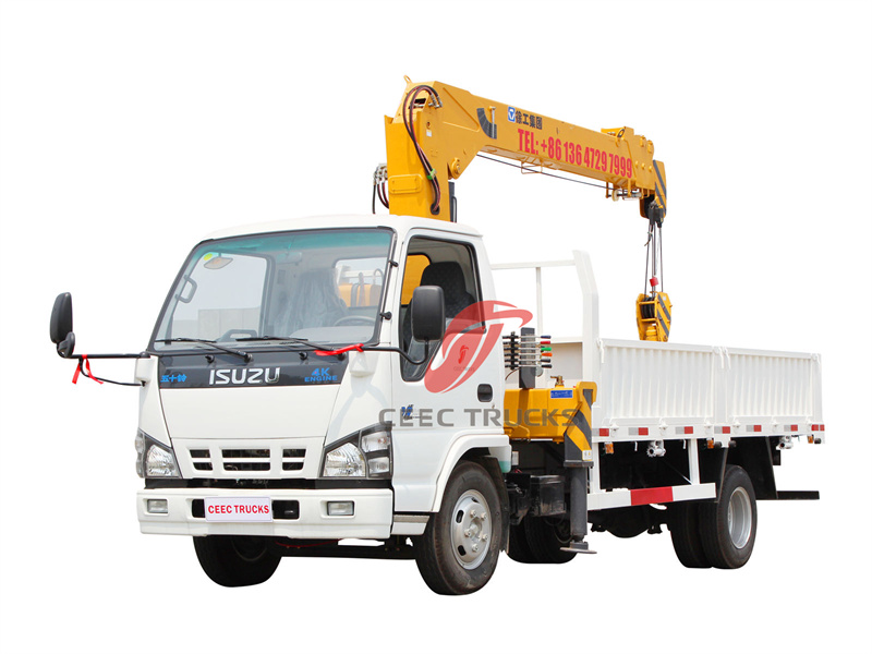 ISUZU NKR cargo truck with telescopic crane 