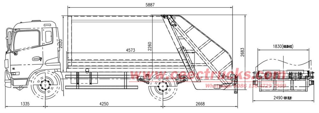 Isuzu rear loader truck technical drawing Isuzu rear loader truck technical drawing