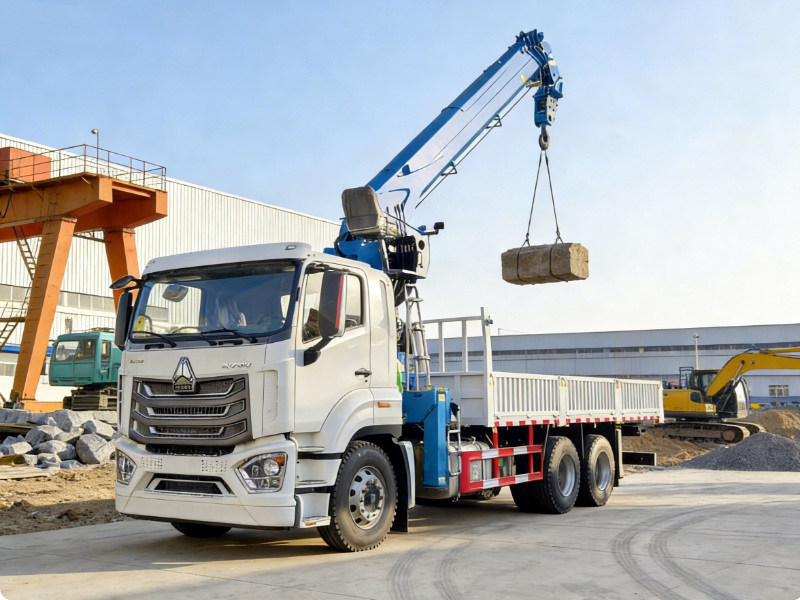 Howo 6x4 cargo truck mounted 14 tons crane