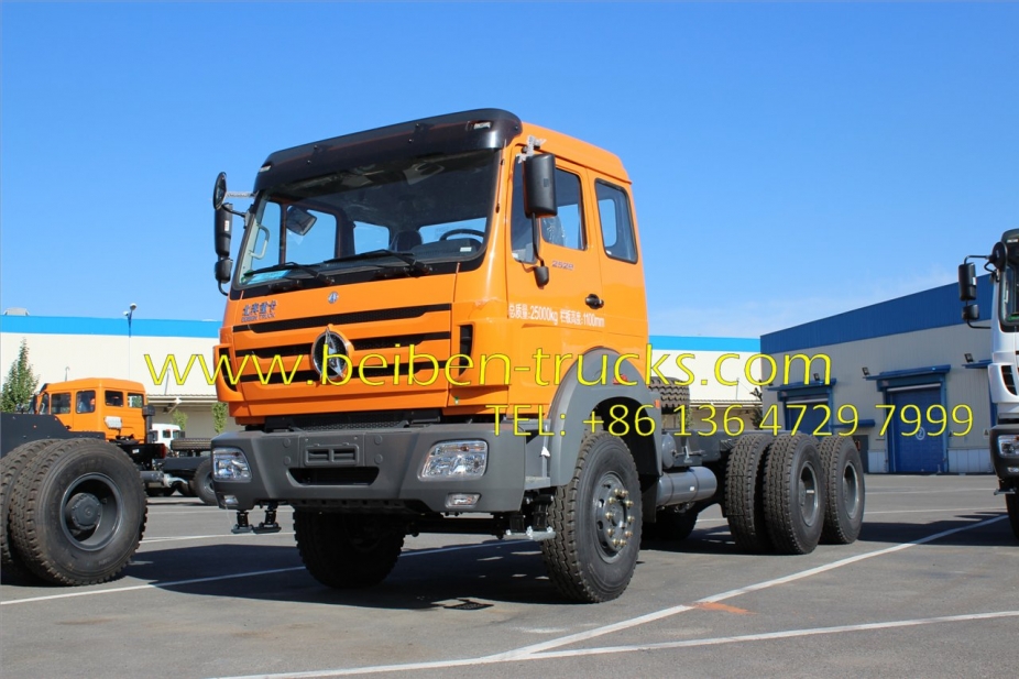 Beiben 6x4 cargo truck with knuckle crane
