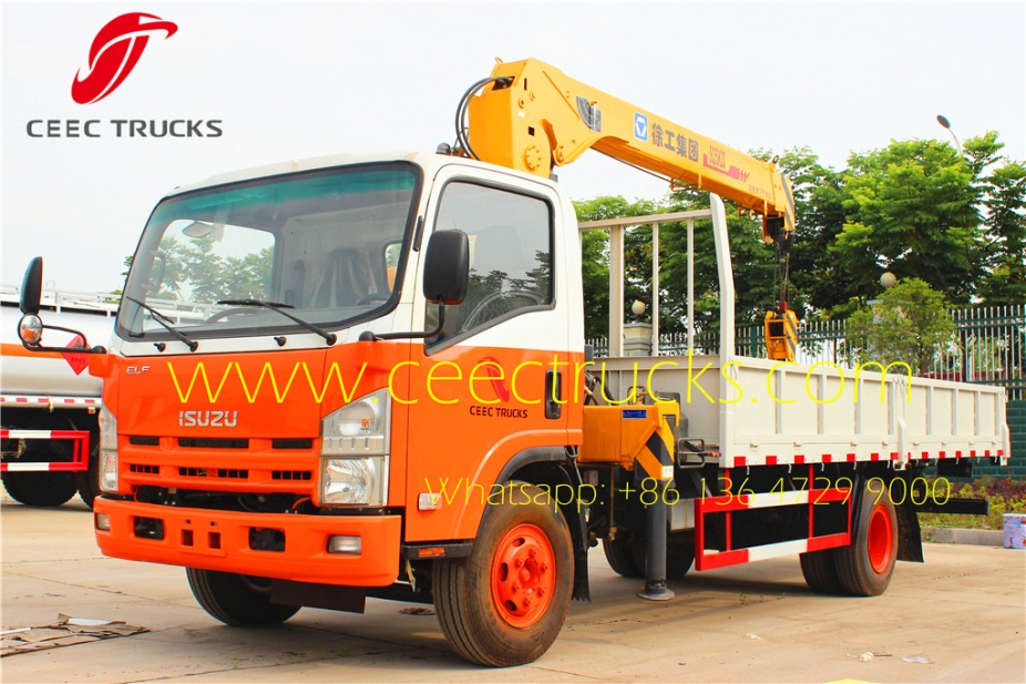 myanmar export ISUZU 5 T boom crane mounted truck