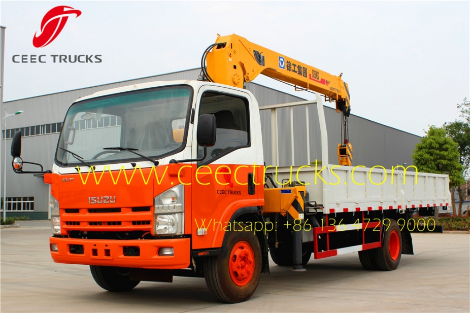 myanmar export ISUZU 5 T boom crane mounted truck