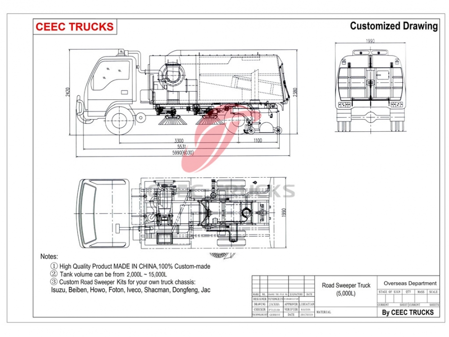 Dongfeng 5000L vacuum road sweeper truck