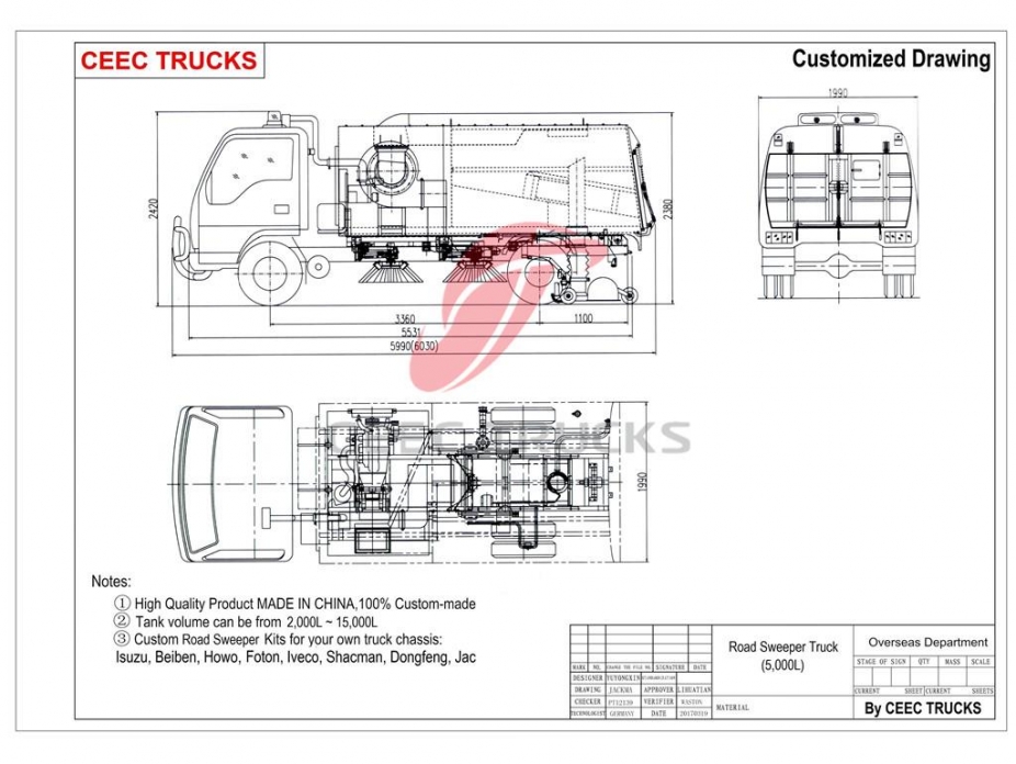 ISUZU 5 CBM road sweeper truck