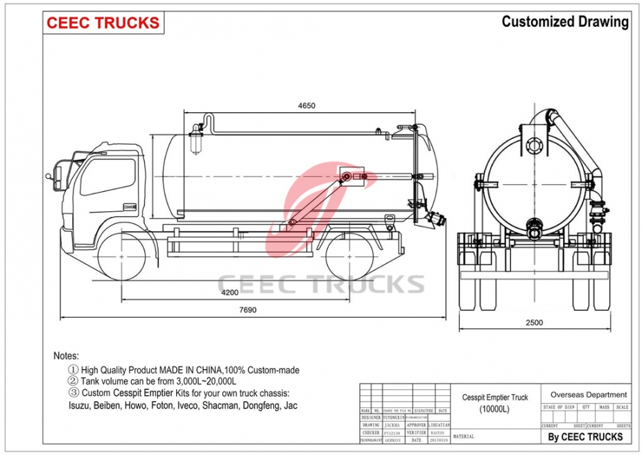 Dongfeng 10,000L vacuum tank truck