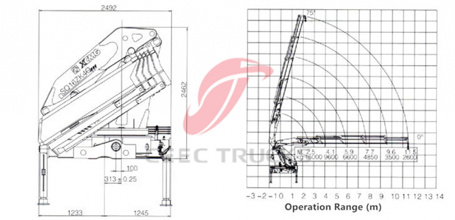 16 T knuckle boom crane dongfeng