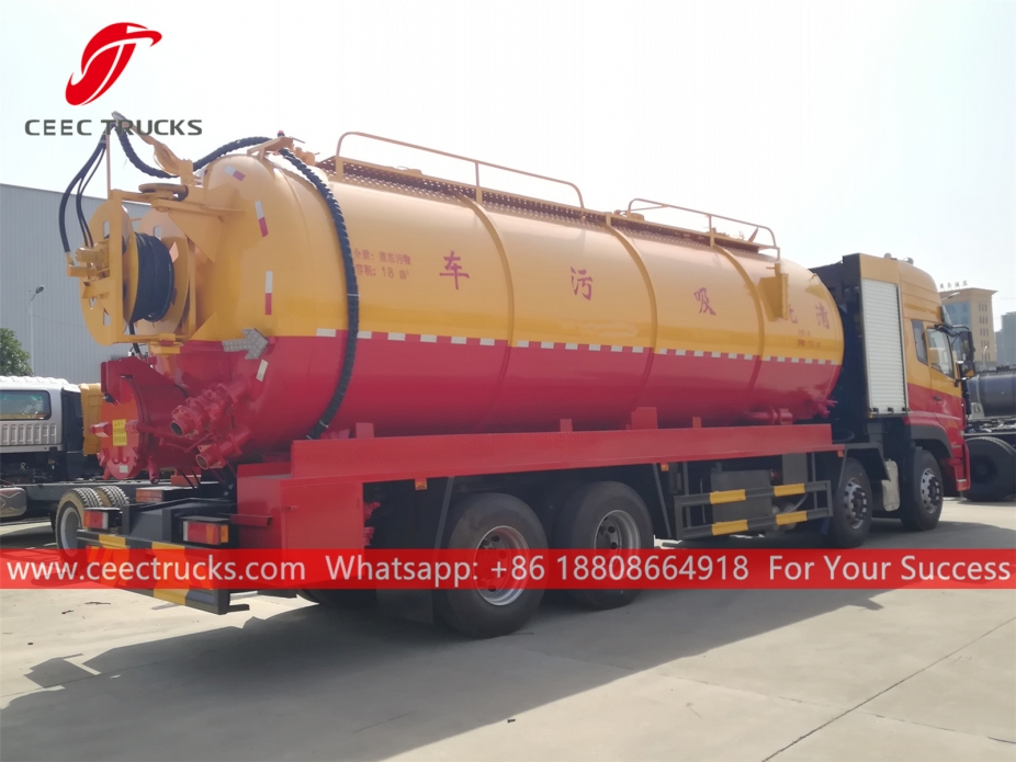 10+18 CBM Combined Jetting Vacuum Truck DONGFENG