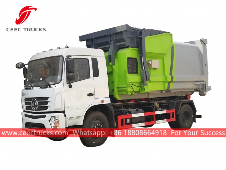 Dongfeng Hook loader na may compactor container