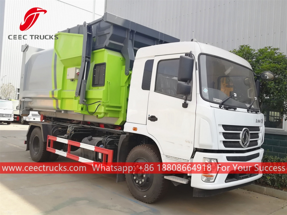 Dongfeng Hook loader na may compactor container