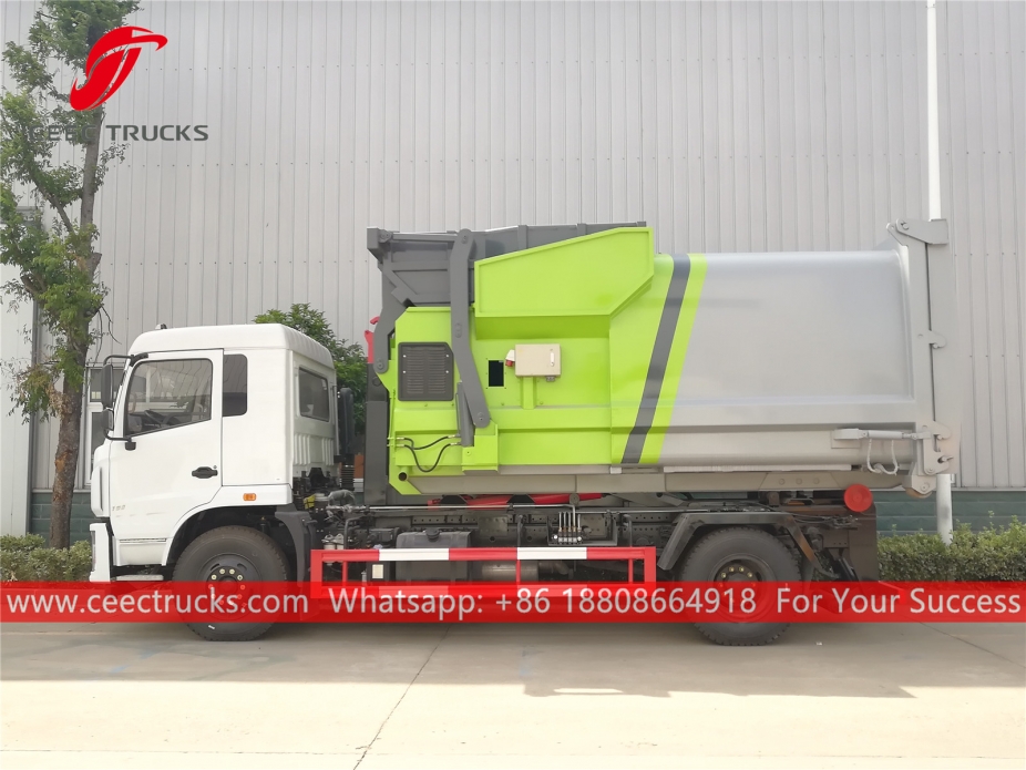 Dongfeng Hook loader na may compactor container