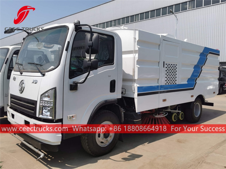 Shacman Road sweeper at washer truck