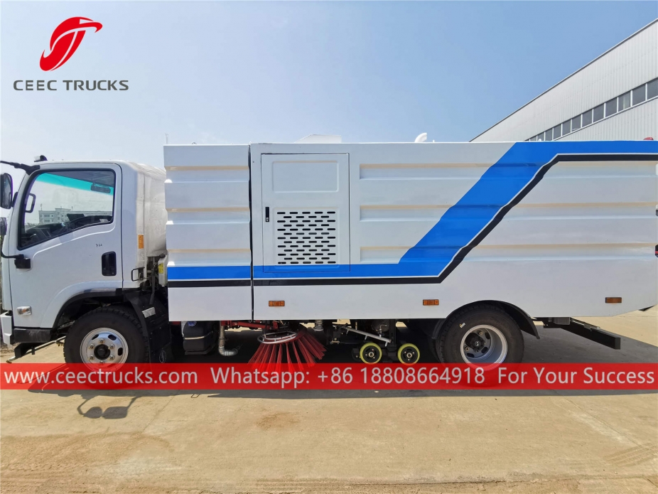 Shacman Road sweeper at washer truck