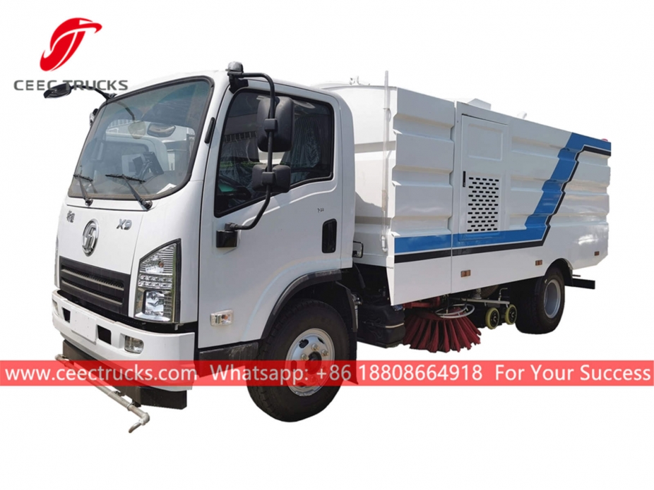 Shacman Road sweeper at washer truck