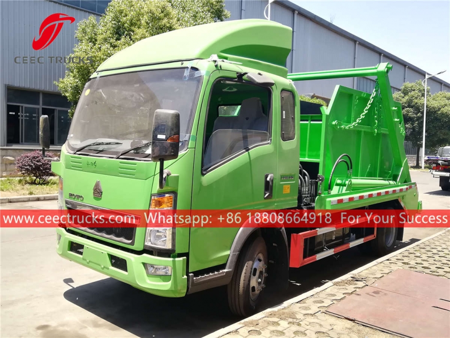 HOWO 120HP RHD swing arm garbage truck