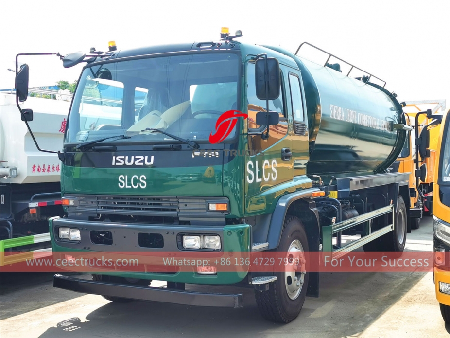 ISUZU 12,000L vacuum sewer tanker truck export to Sierra Leone