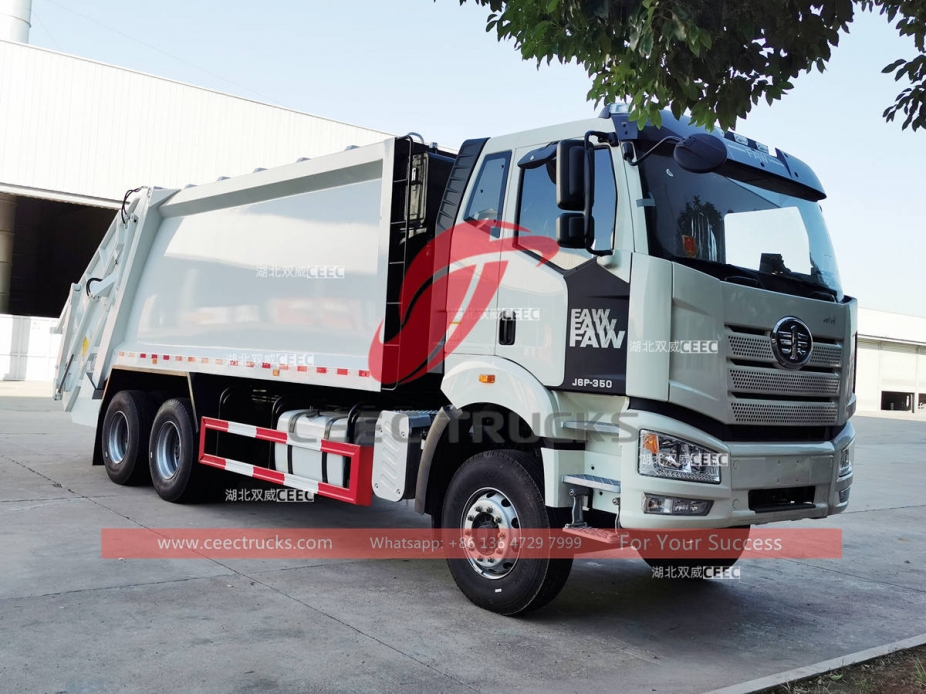 Brand new FAW J6P 350HP 20CBM waste compactor truck for sale