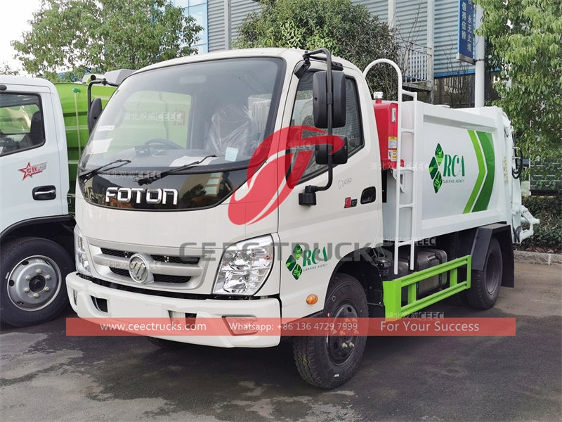 Good price FOTON 3CBM mini refuse compression truck for sale