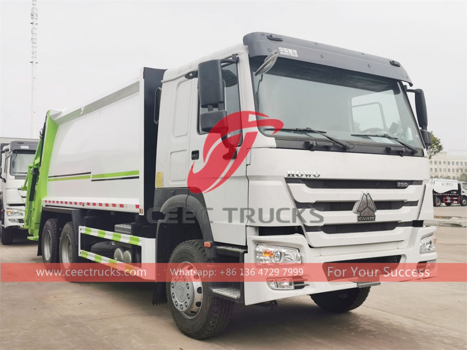 HOWO LHD 290HP 18CBM rear load garbage truck on sale