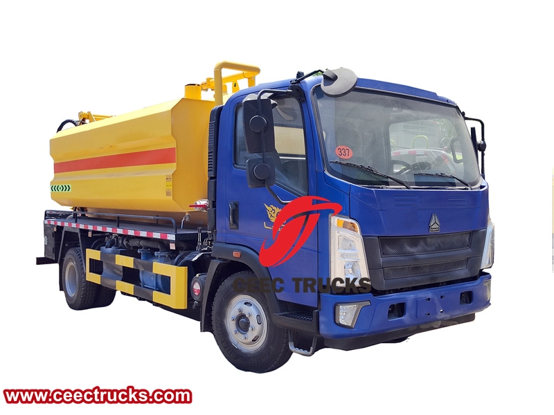 Howo 5 cbm truck mounted sewage jetter with factory direct sale