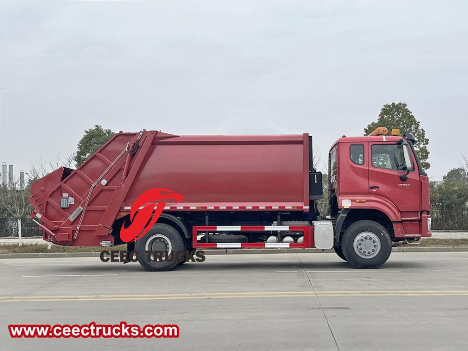 Howo 12 cbm dumpster compactor truck