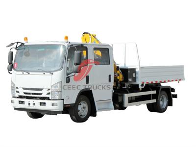 Isuzu ELF double cabin dumper with knuckle crane
