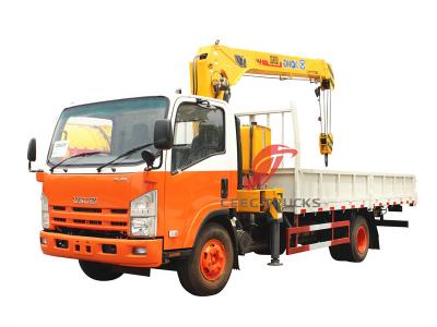 Isuzu ELF 190hp truck with 5 tons telescopic crane