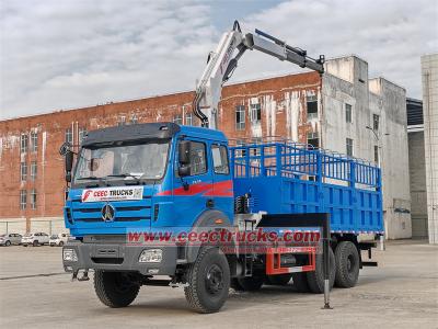 Beiben 6x4 cargo truck with knuckle crane