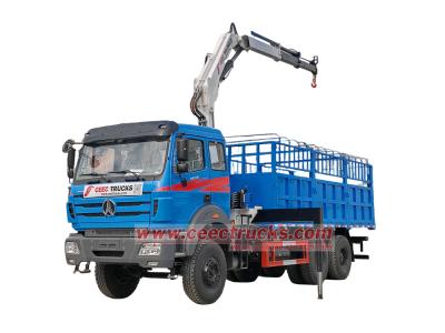 Beiben 6x4 cargo truck with knuckle crane