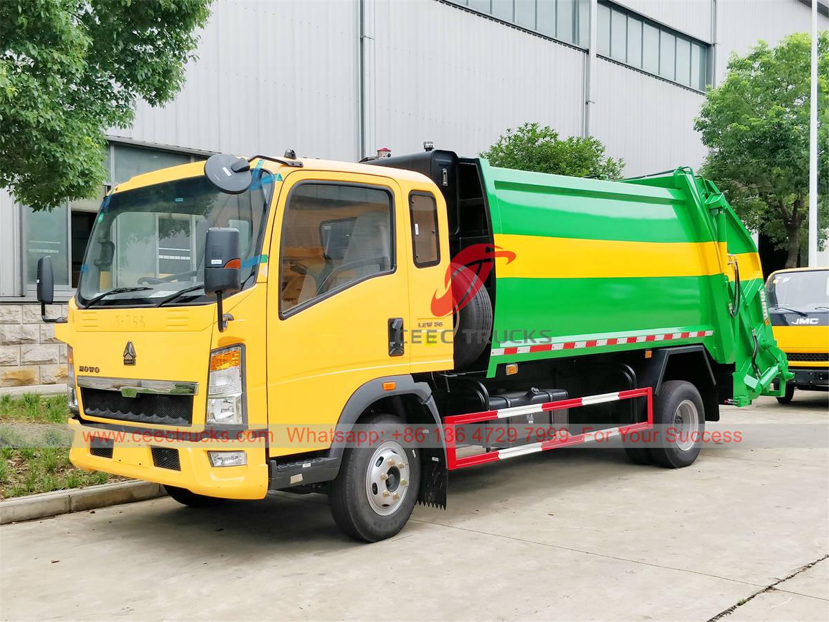 HOWO 8cbm RHD Garbage Compactor Truck para i-export