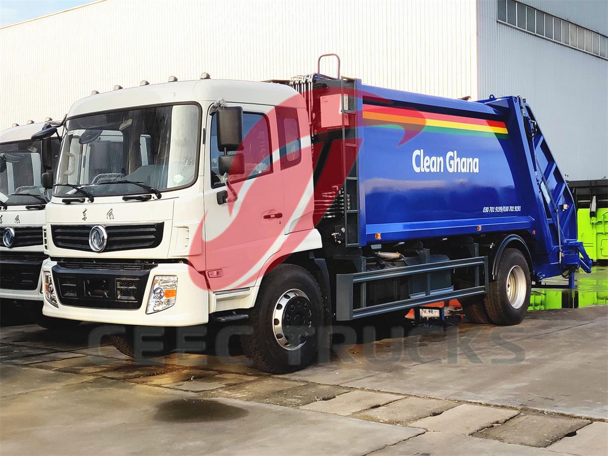 Ang Dongfeng 14 CBM garbage compactor trucks ay na-export sa Ghana