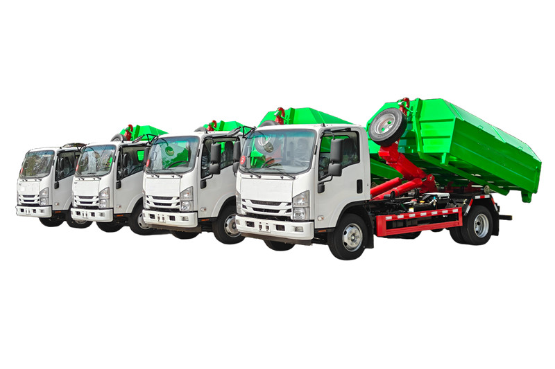 4 na unit ng Isuzu NPR hook lift garbage truck