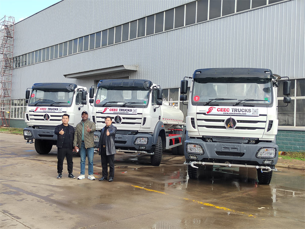 Tanzania customer order 5 unit beiben 1929 off road tanker trucks
