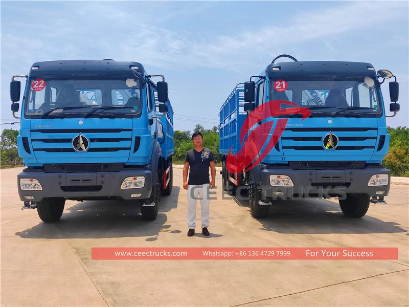 Tanzania - 2 unit ng Beiben RHD 6×4 knuckle boom crane truck na na-export mula sa CEEC TRUCKS