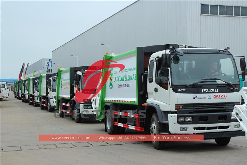 Latin america- 15 units ISUZU garbage compactor trucks ay matagumpay na nai-export