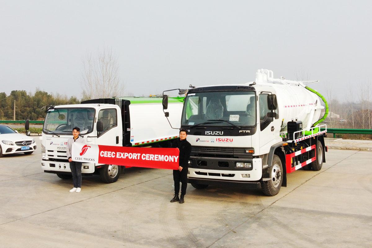 Ethiopia - ISUZU garbage compactor at ISUZU FTR vacuum sewage truck na inihatid