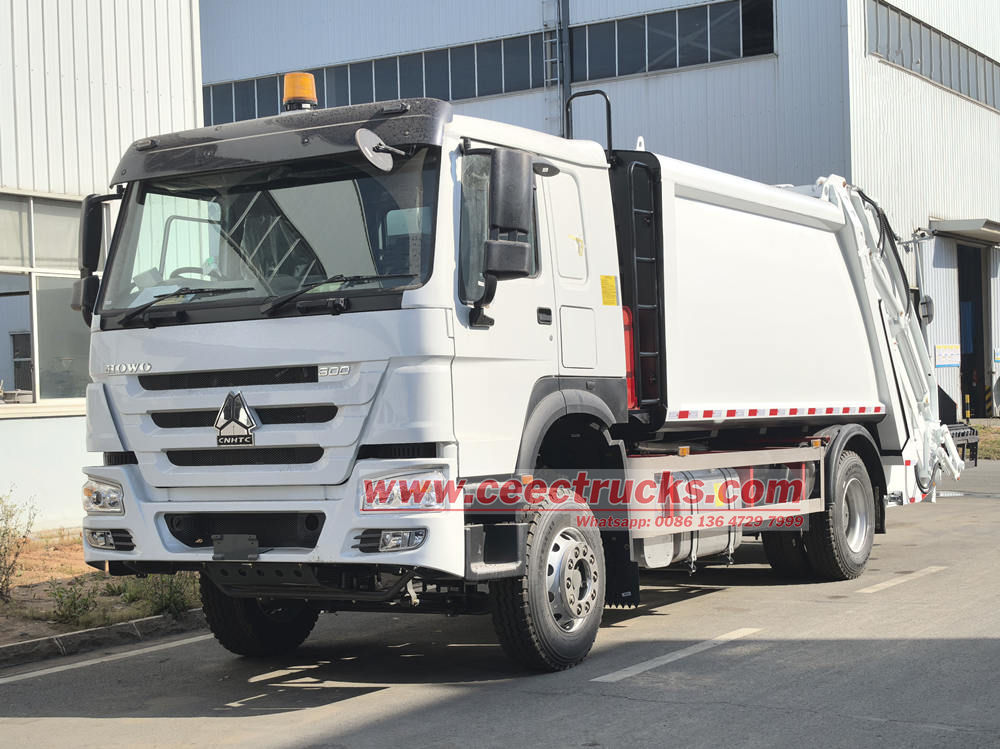 HOWO RHD 14cbm 300hp rear loader garbage truck