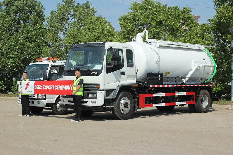 Africa - ISUZU FTR vacuum truck at NKR towing truck ay matagumpay na naihatid sa Africa