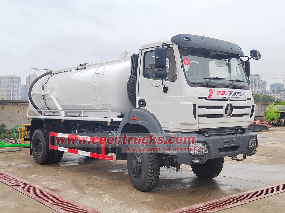 Beiben 4x4 drive 290hp 8,000L vacuum suction truck
